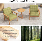 KCC Mid-Century Modern Linen Fabric Accent Chair, Upholstered Leisure Chair Comfy Reading Side Chair with Armrest and Solid Wood Frame for Living Room Bedroom Balcony(Green)