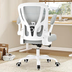 Office Chair Ergonomic Desk Chair - Mesh Computer Chair Breathable Task Chair with Wheels Adjustable Lumbar Support Home Desk Office Chairs Flip up Armrest Executive Rolling Swivel White