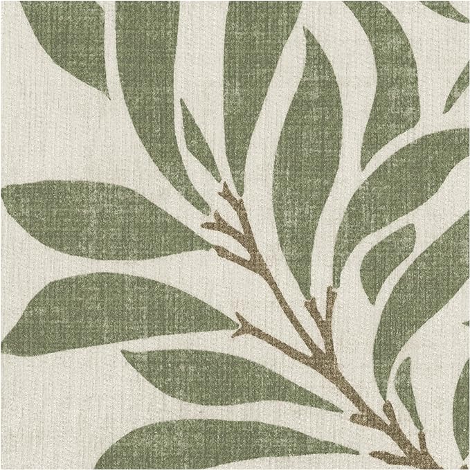 RUGGABLE x Morris & Co Washable Area Rug– Pure Willow Boughs Green 8x10, Stain-Resistant, Non-Slip – Large Machine Washable Rugs for Living Room, Bedroom, Hallway, Entryway & Office–with Standard Pad