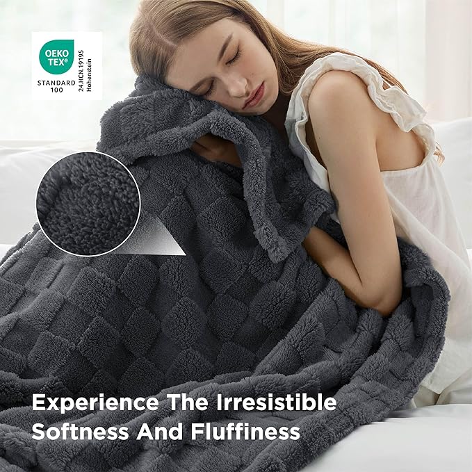 Bedsure GentleSoft King Size Blanket for Bed - Super Soft Cozy Blankets for Women Men Girls, Large Fuzzy Fleece Throw for Bedroom Decor, Dark Grey,108x90 Inches