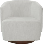 MINCETA Accent Chair,Modern Swivel Chairs for Living Room and Bedroom Reading with Wood Base,Performance Fabric in Ivory