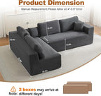 106" Cloud Modular Sectional Sofa Couch,L-Shape Modern Boneless Sectional Couch with Deep Seat,Upholstered Couches for Living Room Bedroom,No Assembly Required,Grey