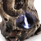 Alpine Corporation WIN326 Indoor Tabletop Light-Up Tiered Rainforest Tree Trunk Water Fountain with LED Lights, 11", Brown