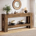 Tribesigns 63" Console Table with 2 Drawers, Farmhouse Entryway Table with Storage Shelf and Sturdy Legs, Wooden Sofa Table for Living Room, Hallway, Entrance (Dark Brown)