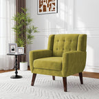 Lumibee Accent Chair, Modern Velevet Armchair for Living Room, Comfy Upholstered Arm Chair Tufted for Indoor Bedroom Office Room (Green Velvet)