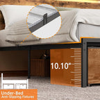 Forestell Twin Bed Frames with Wood Headboard, Metal Platform Bed with 2 Storage Drawers & Shelf, Built in Charging Station & LED Lights, No Box Spring Needed, Vintage Brown, Camas Twin Size