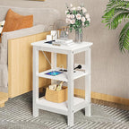 VECELO Modern Nightstands with Charging Station,Side End Table Night Stand with Storage Shelf for Small Spaces, Bedroom,Living Room