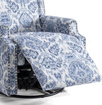 Lumibee Recliner Chair, 360° Swivel Rocker Recliner Chair with Footrest High Back, Comfy Upholstered Glider Rocking Chair for Living Room Bedroom (Navy)