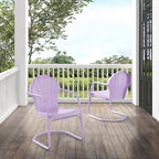 Crosley Furniture Tulip 2-Piece Outdoor Chair Set, Vintage Retro Metal Patio Chairs for Dining, Porch, Deck, Lavender Gloss