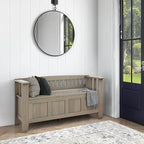 SIMPLIHOME Acadian Entryway Storage Bench - 48 inch Wide Solid Wood Hallway Seat in Distressed Grey, Transitional Bench for Entryway or Living Room with Lift-Up Lid and Spacious Storage