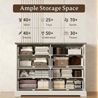 Farmhouse 8 Drawers Dresser for Bedroom, 48" Wide Wood Chest of Drawers with Deep Drawers & Bar Handles, Modern Dresser TV Stand, Rustic Wooden Closet Storage Organizer for Living Room, Hallway, White