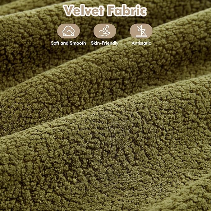 37.1" Ottoman for Couch, Teddy Fleece Memory Foam Ottoman Cloud Boneless Sectional Couch for Living Room Foot Stools No Assembly Require, Cloudy Velvet,Green