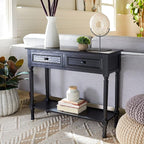 SAFAVIEH Home Collection Tate Black 2-Drawer Bottom Shelf Console Table CNS5720B