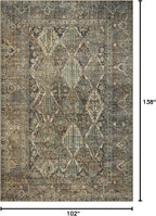 Loloi Magnolia Home by Joanna Gaines Banks Collection BAN-05 Spice/Blue 8'-6" x 11'-6", .13" Pile Height, Machine Washable, Area Rug