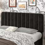 VECELO Full Size Upholstered Bed Frame with 4 Drawers and Headboard, Velvet Platform Storage Bedframe, Wooden Slats Support, No Box Spring Needed,Black