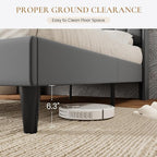 SHA CERLIN Queen Bed Frame with Charging Station and LED Lights, Modern Velvet Platform Bed with Upholstered Geometric Wingback Headboard, No Box Spring Needed, Easy Assembly, Grey