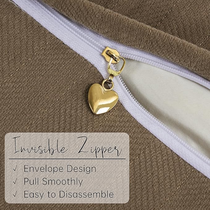 ZWJD Brown Pillow Covers 22x22 Set of 2 Chenille Throw Pillow Covers with Elegant Design Soft and Luxurious Decorative Throw Pillows for Couch, Bed, and Home Decor