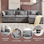 Plush Modular Cloud Sofa Set with Ottoman | L/U-Shaped Deep Seating Chenille Sectional for Family Living Room