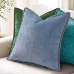 decorUhome Christmas Chenille Soft Throw Pillow Covers 16x16 Set of 2, Farmhouse Velvet Neutral Decorative Euro Pillow Covers with Stitched Edge for Couch Sofa Bed Home Decor, Green