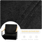 Modern Accent Chair for Living Room Bedroom Mid Century Arm Chair Upholstered Office Accent Chair Comfy Waiting Room Chair with Metal Frame, Black