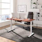 FLEXISPOT EN1 Essential Adjustable Height Desk Electric 40 inch X 24 inch Whole-Piece Desktop Small Standing Desk Ergonomic Memory Controller (White Frame + 40 inch Mahogany Desktop)