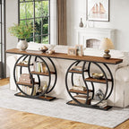 Tribesigns 47.24" Entryway Table, Industrial 5-Tier Console Sofa Table with Multiple Storage Shelves, Narrow Wood Accent Long Tables with Metal Frame for Small Spaces, Hallway, Foyer, Rustic Brown