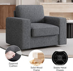 360 Degree Rotation Swivel Accent Sofa Chairs, 36'' Width Oversized Armchairs 1 pcs Linen Living Room-Dark Gray