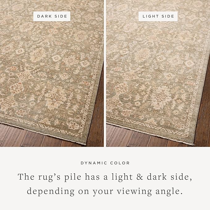 Loloi Chris Loves Julia Palma Collection PLM-03 Lagoon/Natural 6'-3" x 9'-6" Area Rug Vintage Style Boho Living Room Bedroom Carpet