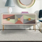 RUGGABLE x Jonathan Adler Machine Washable Modern Area Rug – Labyrinth Camel/Ivory 4x6, Stain-Resistant, Non-Slip – Medium Rugs for Living Room, Bedroom, Hallway, Entryway & Office–with Standard Pad