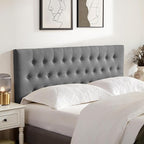 Tufted Upholstered Headboard Queen Size, Solid Wood Head Board with Durable Metal Legs, Adjustable Height Bed headboard from 37” to 51” Fabric Headboard in Modern Button Design, Grey