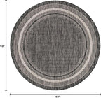 Unique Loom Outdoor Border Collection Area Rug - Soft Border (4' 1" Round, Black/ Ivory)