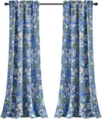 Lush Decor Dolores Light Filtering Window Panels, Pair, 52" W x 84" L, Blue & Green - Floral Curtains for Bedroom - Vintage Curtains - Coquette Room Decor