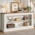 Tribesigns 63-Inch Long Console Table for Entryway, Narrow Long Entry Table with Shelves for Living Room, Farmhouse Sofa Console Behind Couch, for Foyer, Hallway, White and Brown