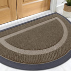 OLANLY Half Circle Door Mat Indoor Outdoor Entrance Welcome, Waterproof All-Season, All-Weather Doormat, Sturdy Natural Rubber, Low Profile, Easy Clean Patio Porch Entryway Mat, 29.5x17, Brown