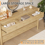Dresser for Bedroom with 9 Drawers,63" Wide Oak Dresser with 4 Solid Wood Legs, Wooden TV Stand,Closet Clothes Organizer for Bedroom, Hallway
