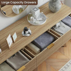 Fluted Dresser for Bedroom,59'' Modern Wooden Dresser with 9 Drawers, Bedroom Dressers, Natural Wood Chest of Drawers for Living Room, Hallway (Oak)