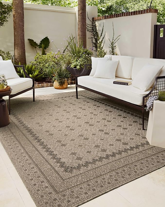 Loloi Chris Loves Julia Providence Collection PRC-06 Charcoal/Dove 5' x 7'-7", .12" Pile Height, Indoor/Outdoor Area Rug
