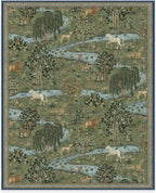 RUGGABLE x Morris & Co Washable Area Rug – Owl & Willow Green 8x10, Stain-Resistant, Non-Slip – Large Machine Washable Rugs for Living Room, Bedroom, Hallway, Entryway & Office–with Cushioned Pad