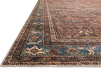 Loloi Layla Collection LAY-01 Brick/Blue 7'-6" x 9'-6" .13" Thick Area Rug, Soft, Durable, Vintage Inspired, Distressed, Low Pile, Non-Shedding, Easy Clean, Printed, Living Room Rug