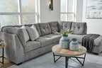 Signature Design by Ashley Marleton Contemporary Right-Arm Facing Tufted 2-Piece Sectional with Chaise and Loose Seat Cushions, Light Gray
