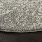 SAFAVIEH Evoke Collection 6'7" Round Silver / Ivory EVK256S Oriental Distressed Non-Shedding Dining Room Entryway Foyer Living Room Bedroom Area Rug