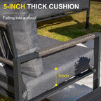 Metal Patio Furniture Set w/Fire Pit Table, 6-Piece Modern Outdoor Conversation Set with 5-Inch Thick Cushions, Outdoor Furniture Set for Garden, Backyard, Balcony, Poolside (Dark Grey)