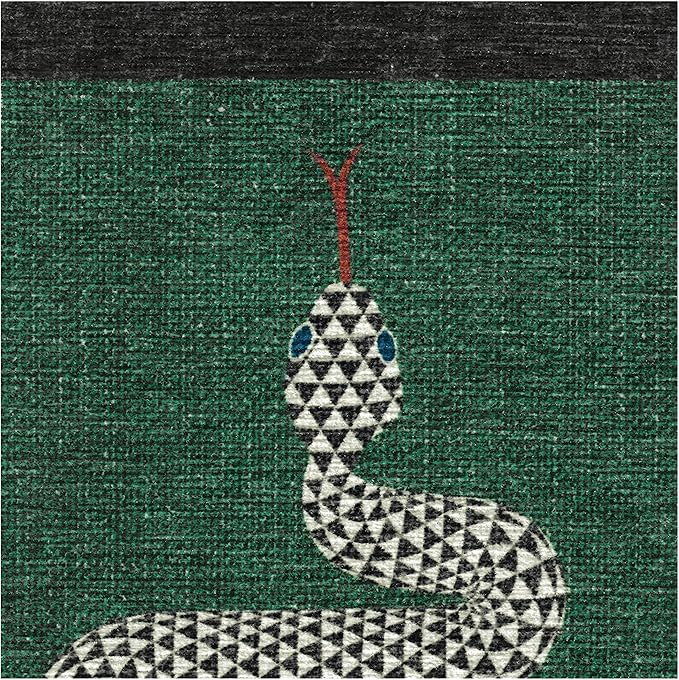 RUGGABLE x Jonathan Adler Machine Washable Modern Runner Rug – Venom Emerald 2.5x10, Stain-Resistant, Non-Slip – Washable Rug for Hallway, Entryway, Living Room & Kitchen–with Standard Pad