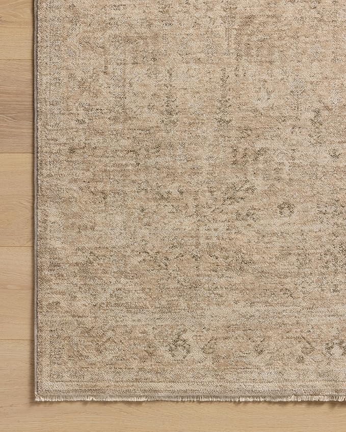 Loloi Magnolia Home by Joanna Gaines Junie Collection JUE-02 Oatmeal/Smoke 5'-3" x 7'-6", .38" Pile Height, Area Rug