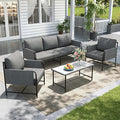 Sophia & William Modern Patio Furniture Set Outdoor Conversation Set with Thick Cushion and Large Seat for 5, Minimalist Simple Coffee Table Adjustable for Pool Garden Backyard Porch