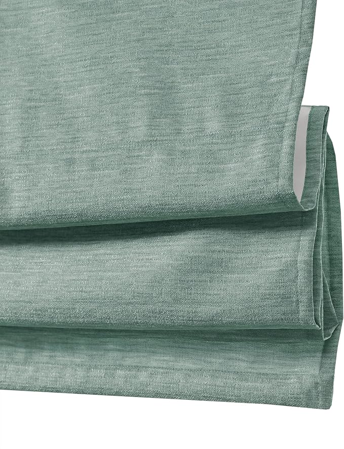 Madison Park Cordless Roman Shades Faux Silk Shade with Sheen 1-Panel Privacy, Room Darkening, Energy Efficient, Thermal Insulated Window Blind for Bedroom, Living Room Décor, 33"W x 64"L Como, Green