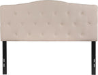 EMMA + OLIVER Tufted Upholstered Full Size Headboard in Beige Fabric