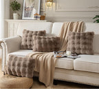 Pack of 2 Thick Plush Throw Pillow Covers Fluffy Wave Faux Fur Decorative Cushion Covers Soft Wool Pillowcase for Sofa Couch Livingroom 16x16 Inch Taupe