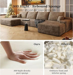 135.4" Large Cloud Modular Sectional Couch with Ottoman, Minimalist Upholstered Couches, Comfort U Shaped Sofa for Living Room,Deep Seat Corner Couch，No Assembly Required (Camel,Left Facing Chaise)