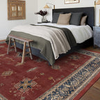RUGGABLE Washable Vintage Area Rug – Verena Amber Red 10x14, Stain-Resistant, Non-Slip – Large Machine Washable Rugs for Living Room, Bedroom, Hallway, Entryway & Office–with Standard Pad